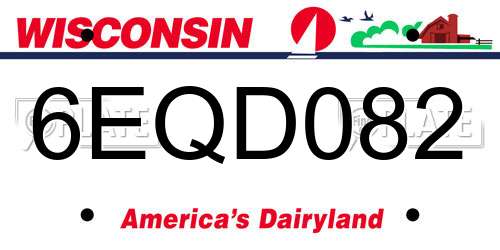 6EQD082 Wisconsin License Plate