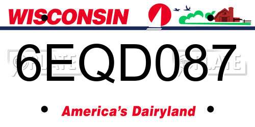 6EQD087 Wisconsin License Plate