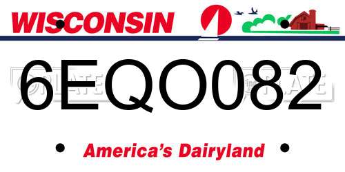 6EQO082 Wisconsin License Plate
