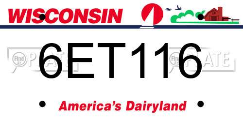 6ET116 Wisconsin License Plate