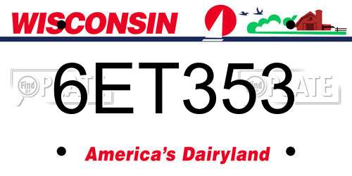 6ET353 Wisconsin License Plate