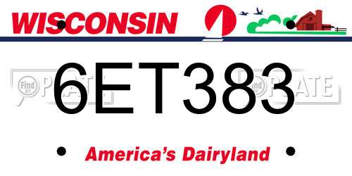 6ET383 Wisconsin License Plate