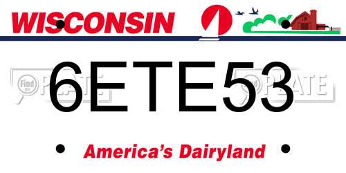 6ETE53 Wisconsin License Plate
