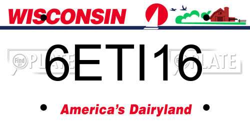 6ETI16 Wisconsin License Plate