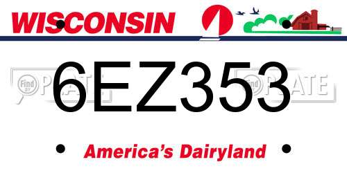 6EZ353 Wisconsin License Plate