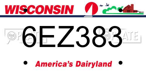 6EZ383 Wisconsin License Plate