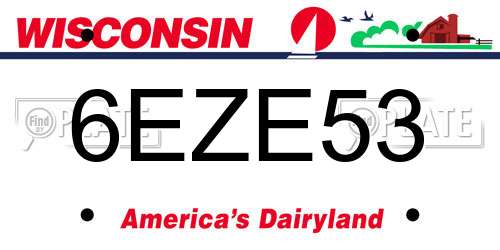 6EZE53 Wisconsin License Plate
