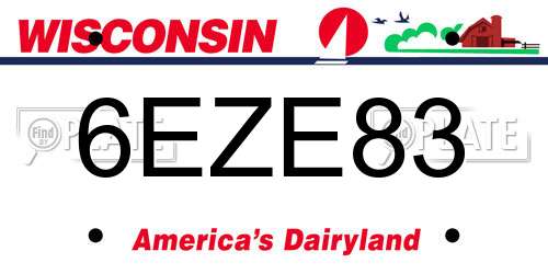 6EZE83 Wisconsin License Plate