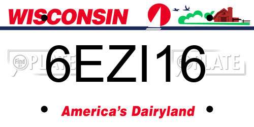 6EZI16 Wisconsin License Plate