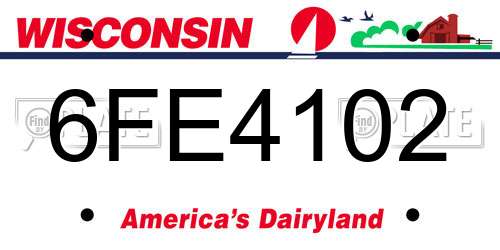 6FE4102 Wisconsin License Plate