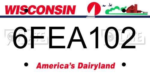 6FEA102 Wisconsin License Plate