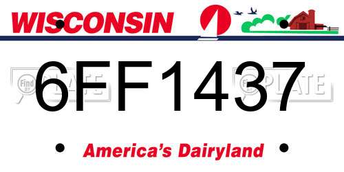 6FF1437 Wisconsin License Plate