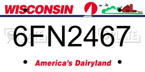 6FN2467 Wisconsin License Plate