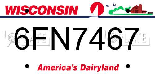 6FN7467 Wisconsin License Plate