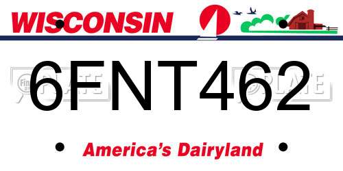 6FNT462 Wisconsin License Plate