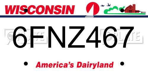 6FNZ467 Wisconsin License Plate
