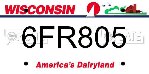 6FR805 Wisconsin License Plate