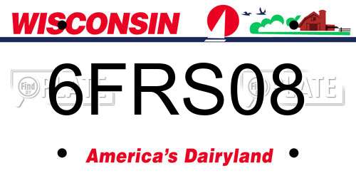 6FRS08 Wisconsin License Plate