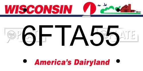 6FTA55 Wisconsin License Plate