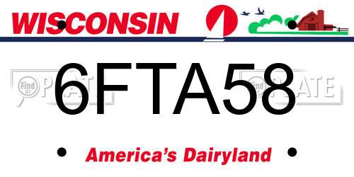 6FTA58 Wisconsin License Plate