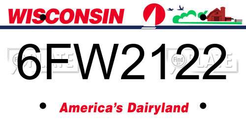 6FW2122 Wisconsin License Plate