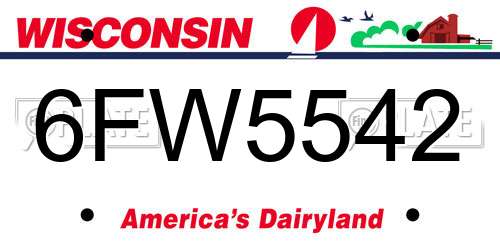 6FW5542 Wisconsin License Plate