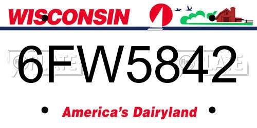 6FW5842 Wisconsin License Plate