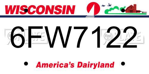 6FW7122 Wisconsin License Plate