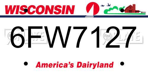 6FW7127 Wisconsin License Plate