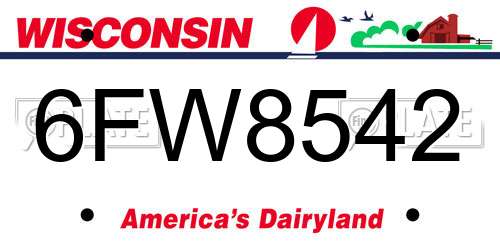 6FW8542 Wisconsin License Plate
