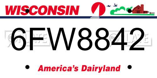 6FW8842 Wisconsin License Plate