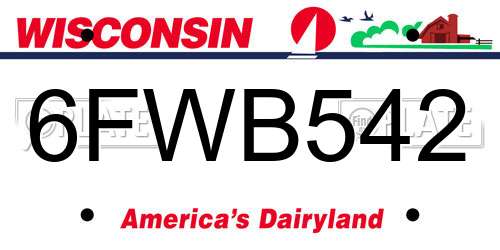 6FWB542 Wisconsin License Plate