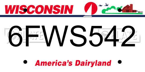 6FWS542 Wisconsin License Plate