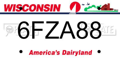 6FZA88 Wisconsin License Plate