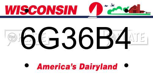 6G36B4 Wisconsin License Plate