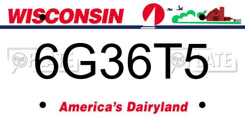 6G36T5 Wisconsin License Plate