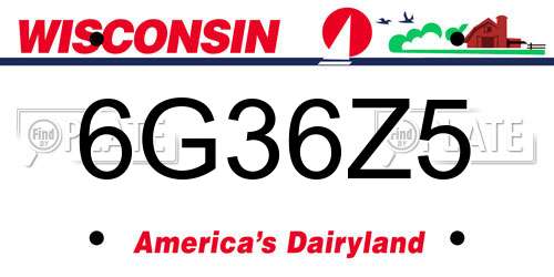6G36Z5 Wisconsin License Plate