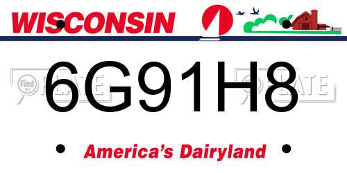 6G91H8 Wisconsin License Plate