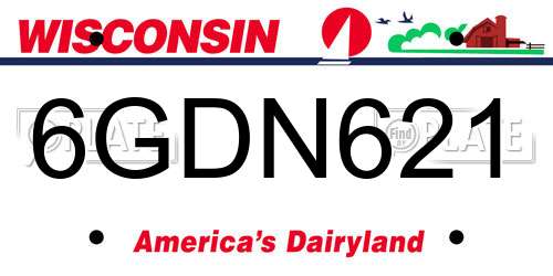 6GDN621 Wisconsin License Plate