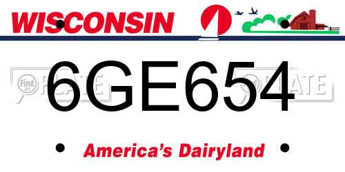6GE654 Wisconsin License Plate