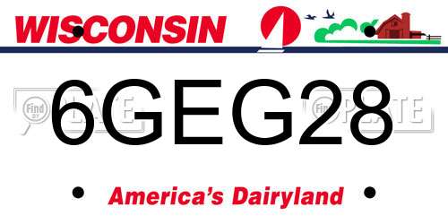 6GEG28 Wisconsin License Plate
