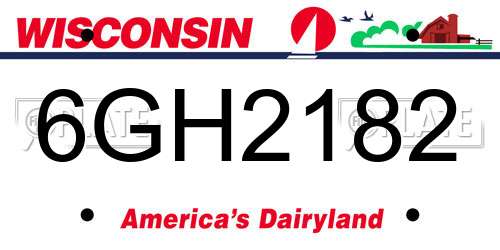 6GH2182 Wisconsin License Plate