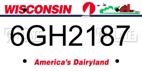 6GH2187 Wisconsin License Plate