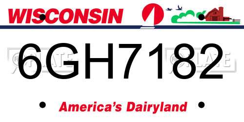 6GH7182 Wisconsin License Plate