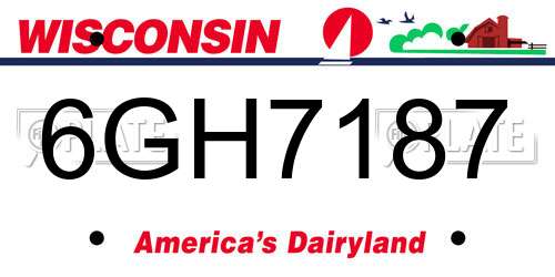 6GH7187 Wisconsin License Plate