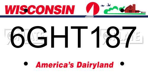6GHT187 Wisconsin License Plate