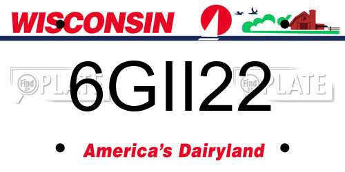 6GII22 Wisconsin License Plate