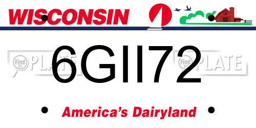 6GII72 Wisconsin License Plate