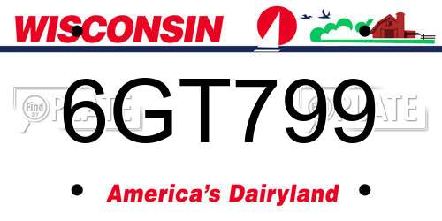 6GT799 Wisconsin License Plate