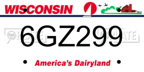 6GZ299 Wisconsin License Plate